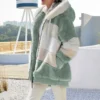 538457733 Oversized Jacket for Women 2023 New Autumn Winter Warm Plush Pocket Hooded Streetwear Loose Lady Outerwear Coat Roupas Feminina