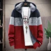 538456854 Autumn Winter Cardigan Sweater Men Fleece Zipper Sweaters Velvet Contrast Striped Sweater Coats Casual Jackets