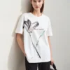 Amii Minimalism 2024 T-shirt Women Summer New O Neck Ink Art Print Cool Feeling Short sleeve Loose Cotton Tee Tops 12442185