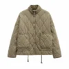 538457753 ZW Women's Cotton Jacket Traf 2024 New Arrival Vintage Lenzing Rayon High Collar Large Pocket Decorative Quilted Coat for Women