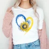 Heartbeat Blue Yellow Women Print T-shirt Girl Y2K Short Sleeve Tee Tops Lady 90S Sweetshirts Female Harajuku Clothing