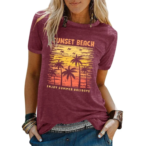 Hawaiian Graphic Beach T-Shirts 3D Print Women Vintage O-Neck Short Sleeves T Shirt Y2k Harajuku Tees Street Top Female Clothing