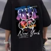 538457314 New York Art Word Cartoon Bear Sunset Scenery Design T Shirts Men Fashion Cotton Shirt Loose Summer T Shirts Oversized Tee
