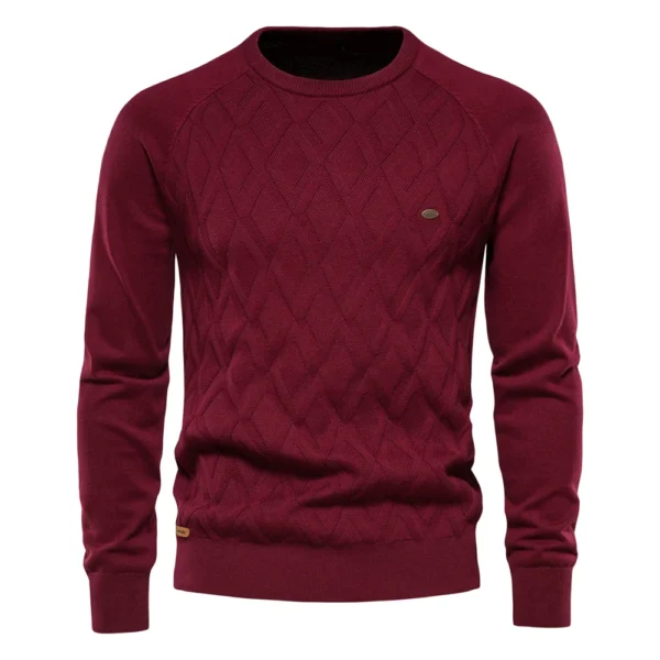 AIOPESON Argyle Basic Men Sweaters Solid Color O-neck Long sleeve Knitted Male Pullover Winter Fashion New Warm Sweaters for Men