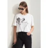 Amii Minimalism 2024 T-shirt Women Summer New O Neck Ink Art Print Cool Feeling Short sleeve Loose Cotton Tee Tops 12442185