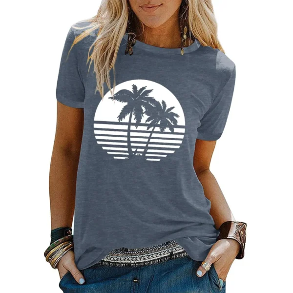 Hawaiian Graphic Beach T-Shirts 3D Print Women Vintage O-Neck Short Sleeves T Shirt Y2k Harajuku Tees Street Top Female Clothing