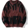 538456895 New Popular Autumn Winter Irregular Jacquard Pattern Pullover Sweater Casual Round Neck Contrast Color Knitted Men's Pullover