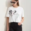 Amii Minimalism 2024 T-shirt Women Summer New O Neck Ink Art Print Cool Feeling Short sleeve Loose Cotton Tee Tops 12442185