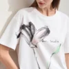 Amii Minimalism 2024 T-shirt Women Summer New O Neck Ink Art Print Cool Feeling Short sleeve Loose Cotton Tee Tops 12442185