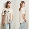 Amii Minimalism 2024 T-shirt Women Summer New O Neck Ink Art Print Cool Feeling Short sleeve Loose Cotton Tee Tops 12442185