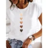 Love Heart Print Women Summer T Shirt Girl O Neck Funny Y2K Tops Tee Female 90s Casual Clothing