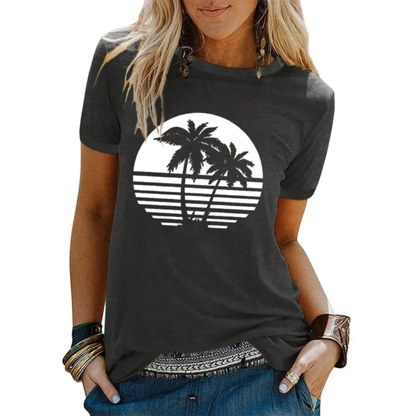 Hawaiian Graphic Beach T-Shirts 3D Print Women Vintage O-Neck Short Sleeves T Shirt Y2k Harajuku Tees Street Top Female Clothing