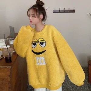 538455664 Lamb Wool Idle Style Loose-fit Sweatshirt For Women Fleece-lined Thickened Salt System Streetwear Jacket