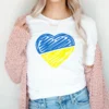 Heartbeat Blue Yellow Women Print T-shirt Girl Y2K Short Sleeve Tee Tops Lady 90S Sweetshirts Female Harajuku Clothing